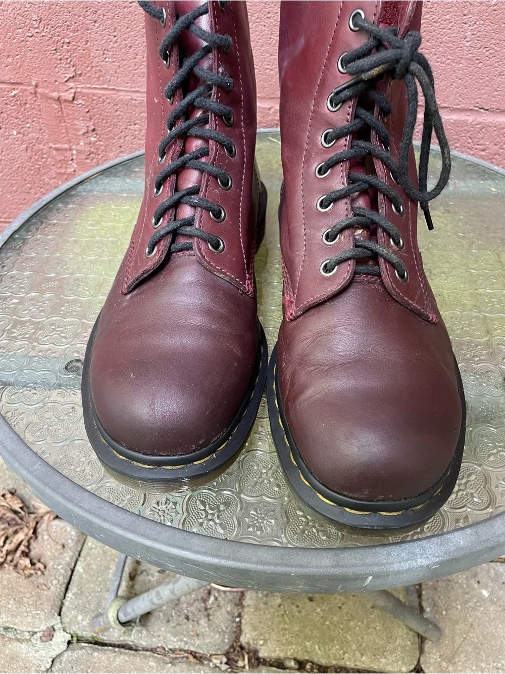 Dr Martens 1460 Pascal Burgundy Red Leather Combat Boots Size 11 Men’s
